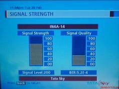 TATA SKY India SIGNAL LEVEL AT THE NIGHT from Insat 4a at 83E KU band