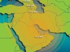 Vyzarovaci diagram Blizky Vychod Middle East druzice INTELSAT 902 62 E KU co je v strednej EU DX prijem
